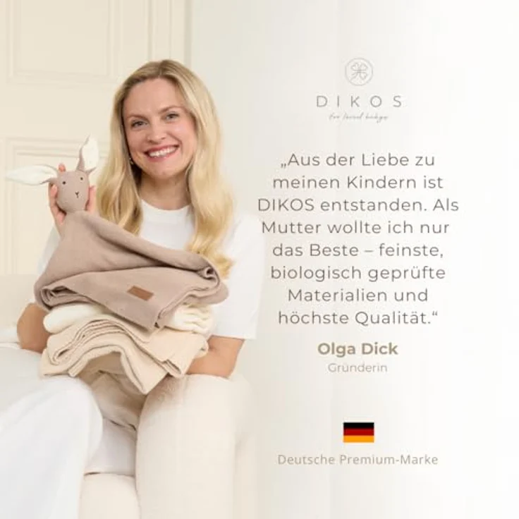 DIKOS® Original Babydecke SCHMUSE-BÄR Altrosa | 100% Bio-Baumwolle Neugeborenen Decke | Sommer Kuscheldecke Mädchen/Junge | Schmusedecke Kinderwagen | Baby Erstausstattung | Geschenk zur Geburt – Bild 8
