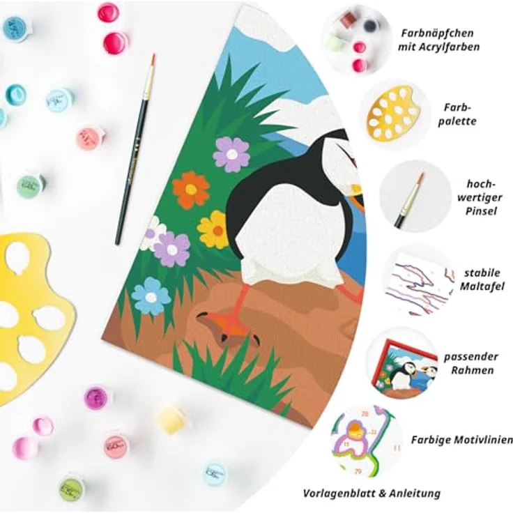Ravensburger Malen nach Zahlen CreArt Papageientaucher, Malset mit 15 Acrylfarben für Kinder ab 9 Jahren, Made in Europe – Bild 5