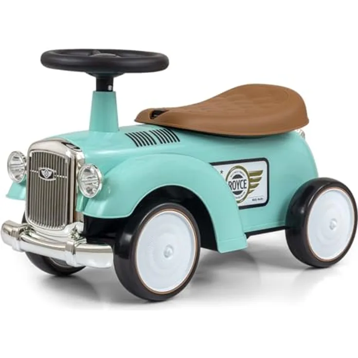 Milly Mally Vintage-Fahrzeug Royce, Retro Rutschauto mit Hupe, Stauraum und EVA-Rädern für Kinder ab 12 Monaten, Mint