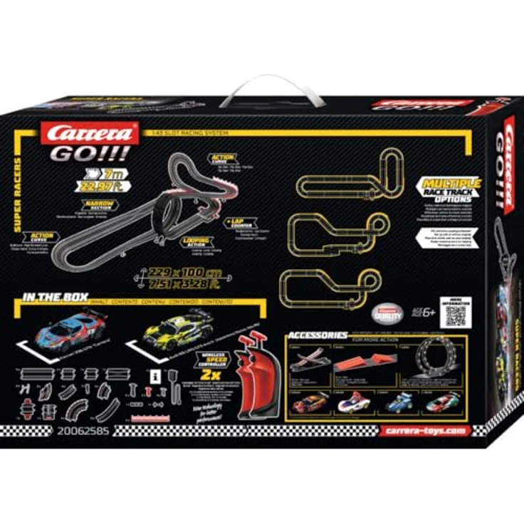 Carrera GO!!! Rennbahn Autorennbahn Super Racers Wireless Set 62585, 2 Slotcars im Maßstab 1:43, inkl. 2 Wireless Handregler mit Turbo-Knopf, Looping und Fly-Over, 7 Meter Rennstrecke mit Rundenzähler – Bild 5