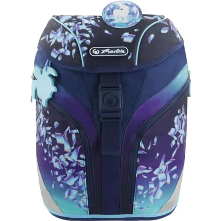 Herlitz Grundschulrucksack SoftLight Plus, Greenline Blue Ice, ergonomisch, 18 Liter, befüllt mit 16-teiligem Etui, Sportbeutel und Brotdose – Bild 2