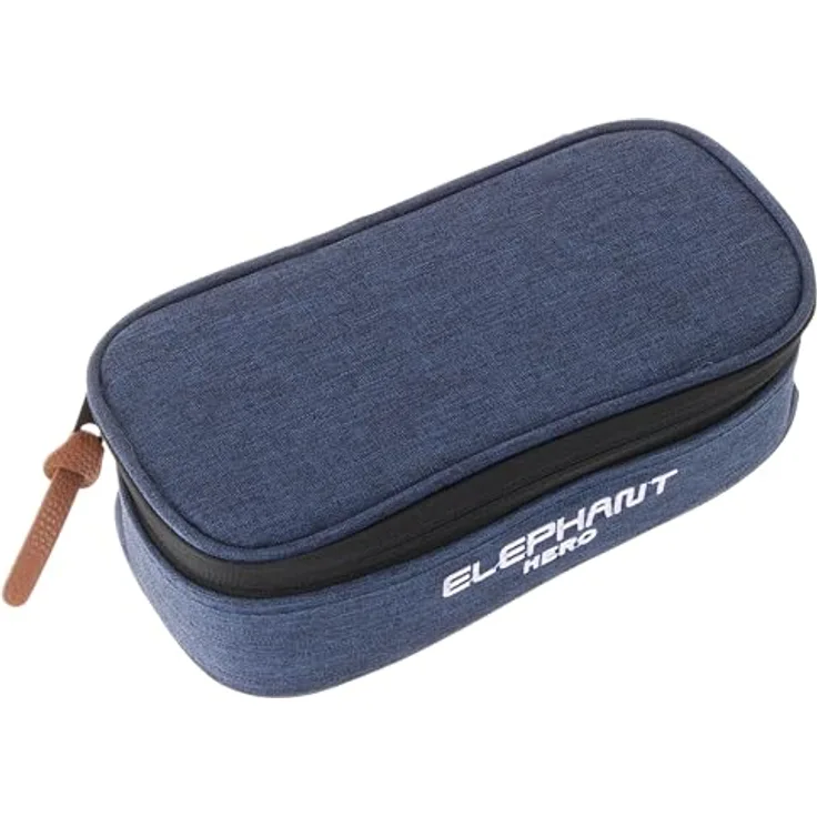 Elephant Federmäppchen Box Hero Signature 12727, formstabil mit Reißverschluss, Two Tone Blue (blau), 22x7x10 cm