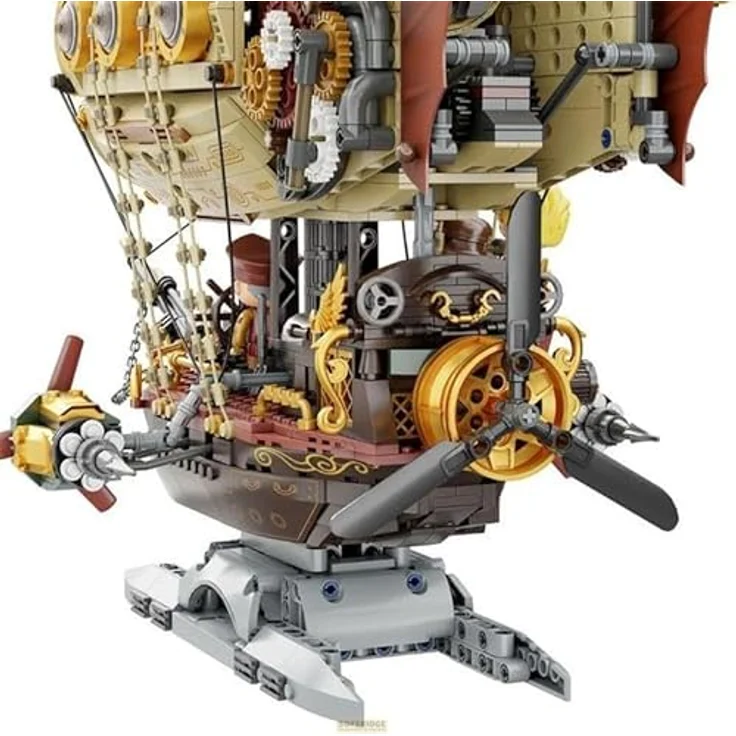 Pantasy Steampunk Airship, Modell mit 1949 Klemmbausteinen, Doppelschicht-Design und fünf Minifiguren – Bild 3