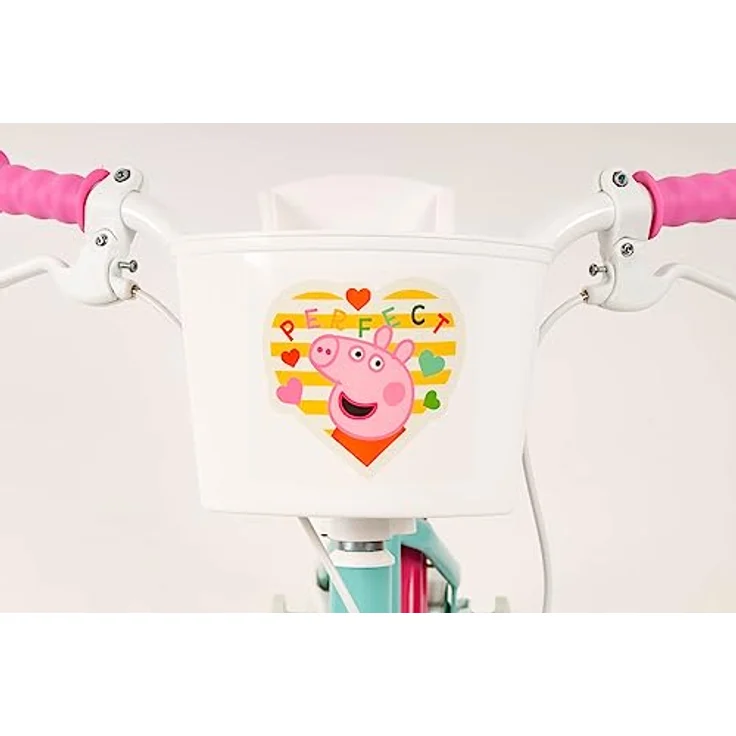 Toimsa Kinderfahrrad Peppa Pig 12 Zoll mit Stützrädern Korb Puppensitz 3-5 Jahre, Pink – Bild 5