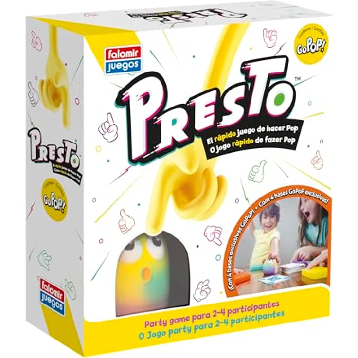Falomir Presto GoPop!, interaktives Brettspiel für 2-4 Spieler, beinhaltet 50 Presto-Karten und Mrs. Bubble, für Kinder ab 6 Jahren – Bild 1