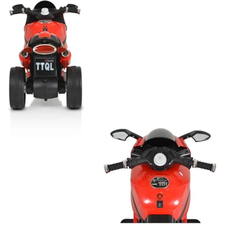 Moni Elektro-Kindermotorrad Comet HZBB-1188, Belastbarkeit 30 kg, drei Räder Musik, MP3, Rückwärtsgang in Schwarz – Bild 7