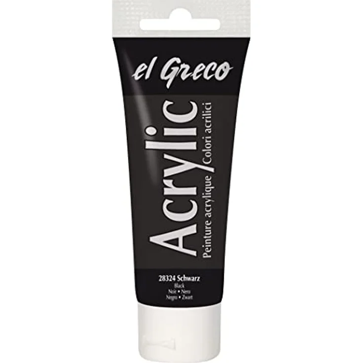 KREUL El Greco Acrylic, 75 ml Tube in schwarz, hochpigmentierte Acrylfarbe in Studienqualität, buttrig vermalbar für pastose Malerei – Bild 1