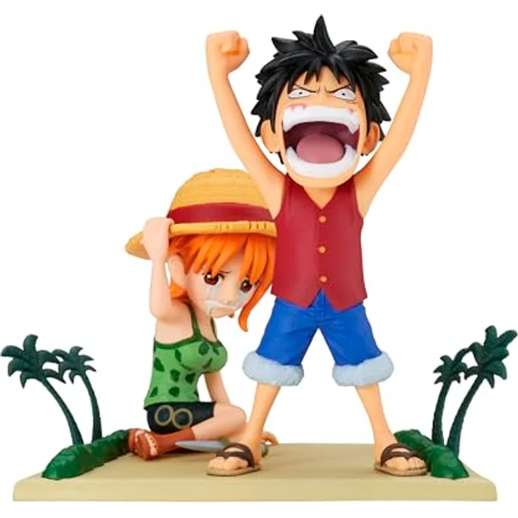 Banpresto One Piece World Collectable Actionfigur, Monkey D. Luffy & Nami, 7 cm, Mehrfarbig, Sammlerfigur, offiziell lizenziert – Bild 1
