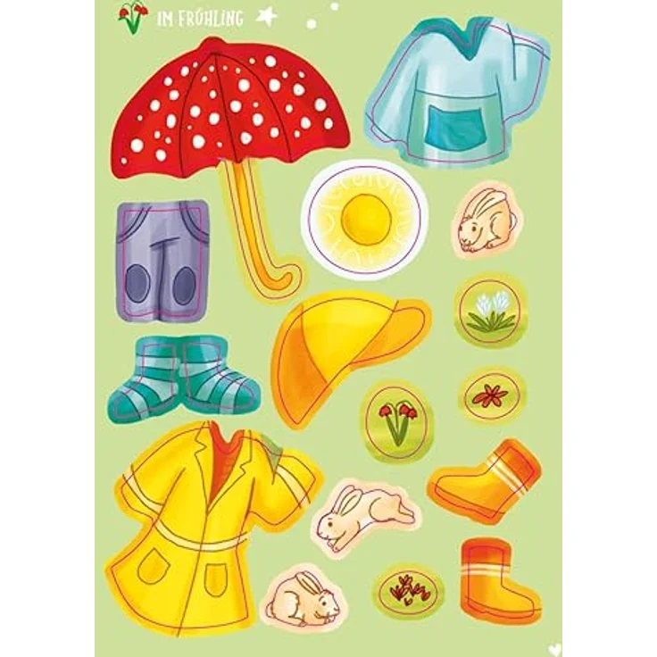 Tessloff Verlag Sticker Mein kleines Sticker-Anziehbuch - Die Jahreszeiten, rund 150 bunte Sticker mit verschiedenen Outfits und Accessoires – Bild 4