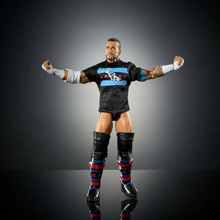Mattel WWE Elite Actionfigur CM Punk, Serie #115, ca. 15 cm groß, mit 25 Bewegungspunkten und austauschbaren Händen, mehrfarbig – Bild 3