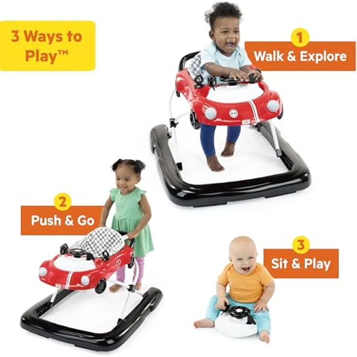 Bright Starts Lauflernhilfe Little Speedster™ 3-in-1 Car Walker – Rot Racer mit multisensorischem Spaß – Bild 3