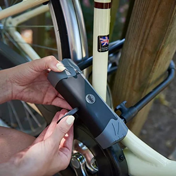 Yale Max Security Bügelschloß - YUL3/14/230/1 - 230 mm - Ultra gehärteter Bügel und Crossbar - 4-Schlüssel (1x Licht) - Max. Pick-, Zieh-, Schlag- und Bohrwiderstand - Incl. Fahrradhalterung – Bild 4