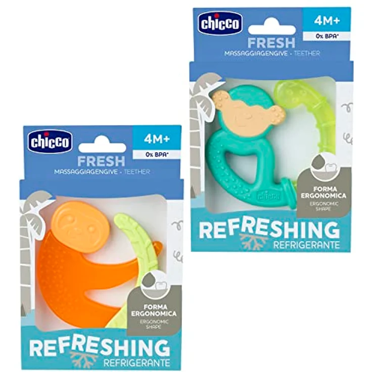 Chicco Beißring Fresh&Relax Affe oder Faultier, 4M+, gefüllt mit sterilem Wasser – Bild 5