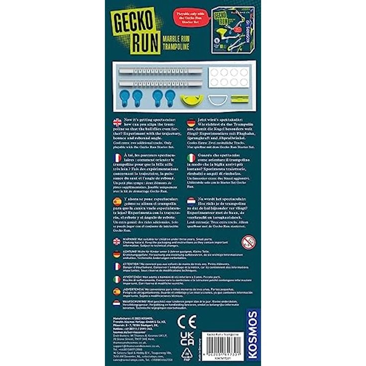 KOSMOS 617301 Gecko Run - Trampolin-Erweiterung, Zubehör für Coole vertikale Kugelbahnen, inkl.2 zusätzliche Bahnen und 1 zusätzliche Brücke, für Kinder ab 8 Jahr, Mehrsprachig – Bild 2