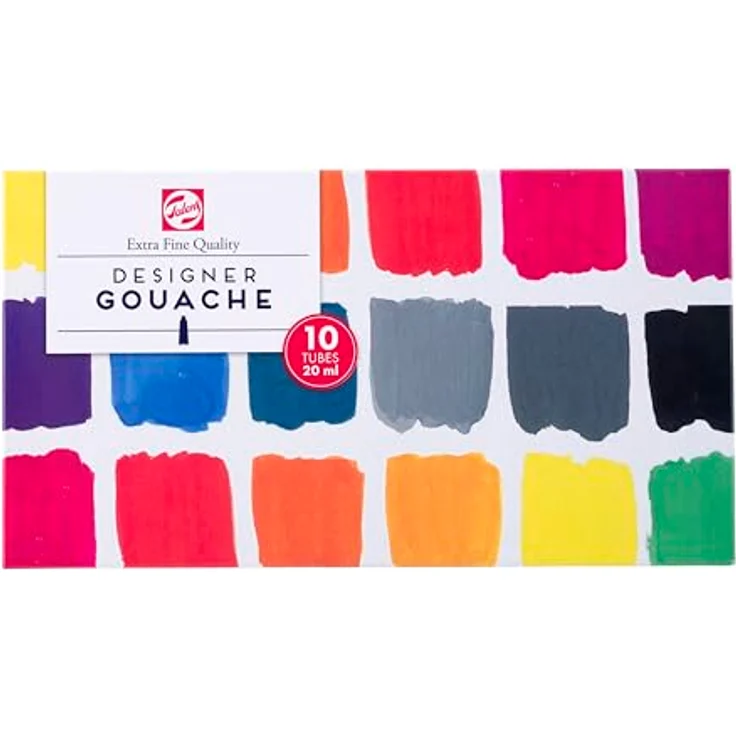 Talens Gouache Extra Fine Basis-Set, 10 x 20 ml, hochpigmentierte Plakatfarbe mit mattem Finish – Bild 2
