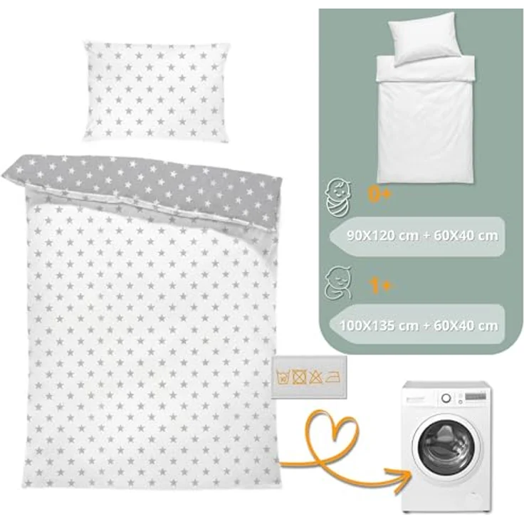 Totsy Baby Kinderbettwäsche Set 90x120 cm, 100% Baumwolle, Oeko-Tex, wendbar mit Reißverschluss, für Jungen und Mädchen, pflegeleicht, ideale Geschenkidee – Bild 2