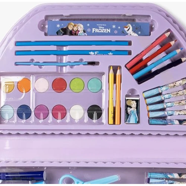 Cerda Disney Frozen Kreativset, 50-teiliges Mal- und Bastelset für Kinder mit hochwertigen Schreib- und Malutensilien, für kreative Gestaltung in Arendelle-Motiven – Bild 5