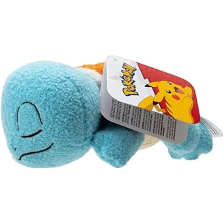 Jazwares Pokémon Schlafende Plüschfigur Schiggy, 12 cm, super weich und perfekt zum Kuscheln – Bild 2