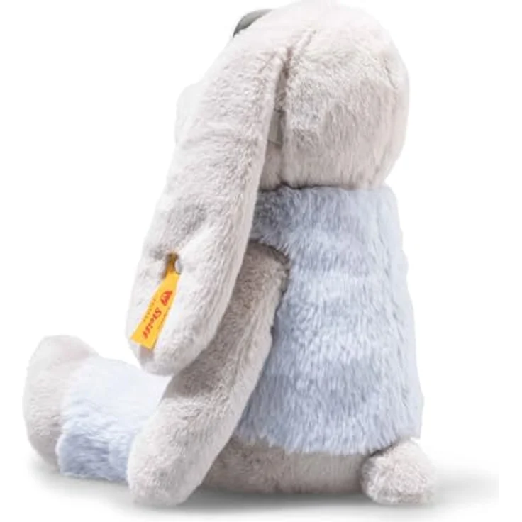 Steiff Hase Hoppie Skifahrer, 31 cm, mit reflektierender Skibrille und flauschigem eisblauem Ski-Outfit – Bild 3
