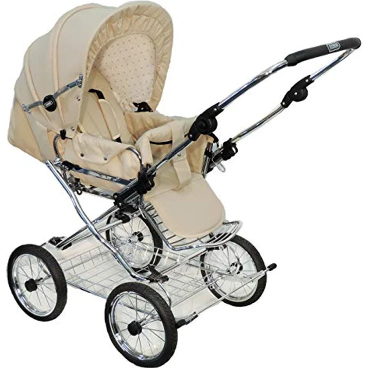 Eichhorn Buggy Sportwagen mit Lederriemengestell und Schieberhöhenverstellung, Blickrichtung wechselbar, Stoff Beige (ECCO-Rad) – Bild 2