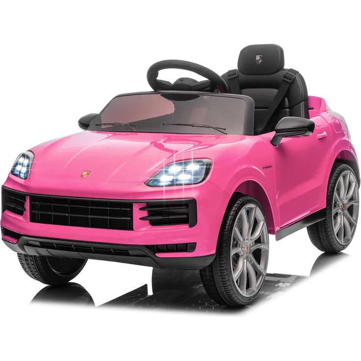 FCH Porsche Cayenne Kinder Elektroauto 12V, elektrisch mit 2,4G-Fernbedienung, MP3, Musik, Hupe, LED-Leuchten, rosa