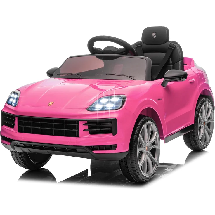 FCH Porsche Cayenne Kinder Elektroauto 12V, elektrisch mit 2,4G-Fernbedienung, MP3, Musik, Hupe, LED-Leuchten, rosa