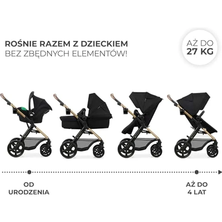 Kinderkraft 4in1 Kombi-Kinderwagen-Set MOOV 2, wendbarer Sitz & Wanne in Pure Black, inkl. Babyschale MINK PRO, Isofix-Base, Wickeltasche & Zubehör, für Kinder von 0 bis 22 kg – Bild 5