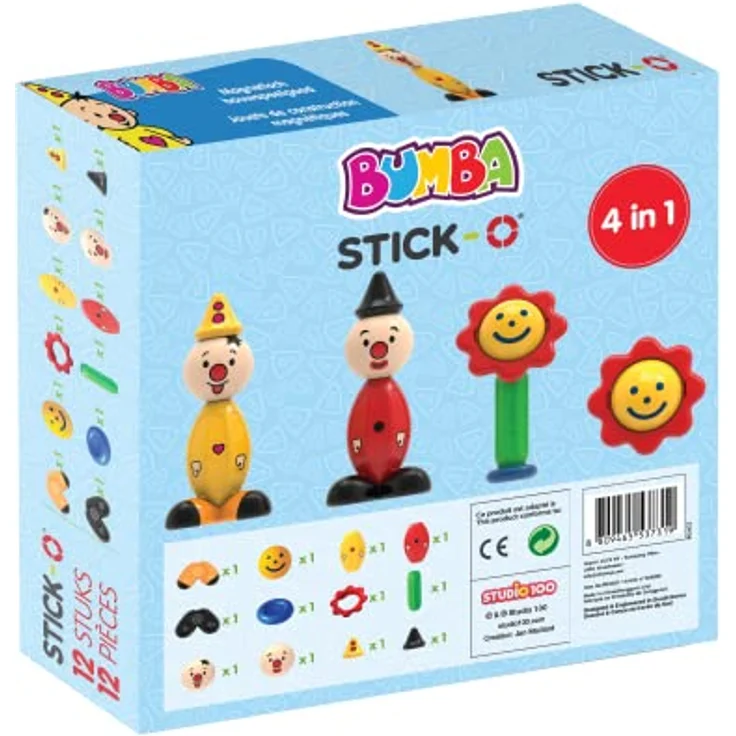 Stick-O magnetische Bausteine für Kinder ab 1 Jahre, kreatives Konstruktionsspielzeug, Lernspielzeug mit Magnet, Bumba Set für Mädchen und Jungen, Montessori Spielzeug, 12 Teile Set, – Bild 3