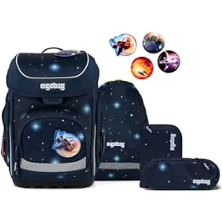 ergobag cubo Set, ergonomischer Schulranzen 5-teilig für die 1. Klasse, standfest, reflektierend, individuell gestaltbar, aus 27,7 recycelten PET-Flaschen – Bild 1