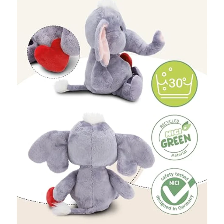 Nici Love Elefant mit Magnet Herz, dunkelgrau, 48cm, schlenkernd – Bild 3