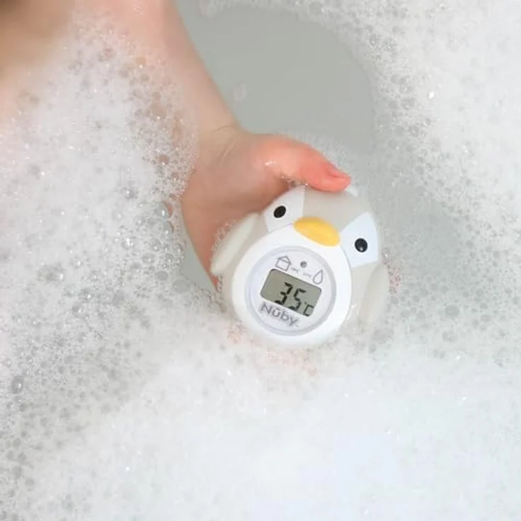 Nuby Badethermometer für Babys im Pinguin-Design, leicht lesbarer Bildschirm, BPA-frei, grau, geeignet ab 0 Monaten – Bild 3