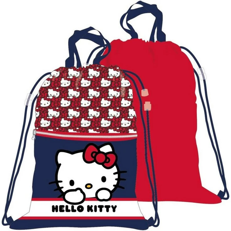 Hello Kitty Red Bow Sporttasche, 45 cm Turnbeutel für Kinder, strapazierfähiges Polyester, verstellbarer Schultergurt, pflegeleicht