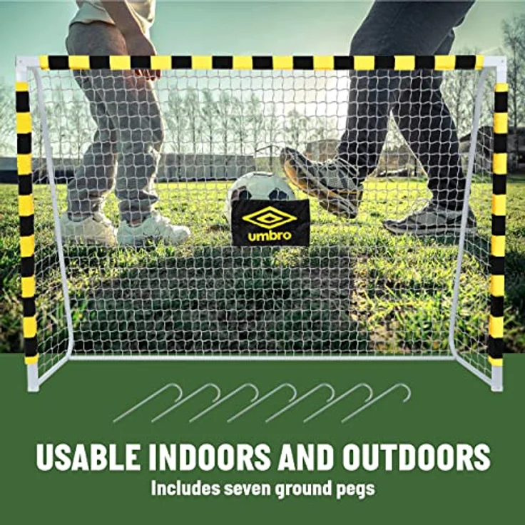 Umbro Fußballtor - 300 x 200 x 90 cm - Metall - Fußball-Trainingsgeräte für alle Altersgruppen - Einfache Montage - Schwarz/Gelb – Bild 4