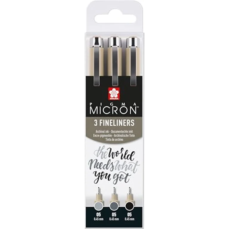 Sakura Pigma Micron Fineliner-Set 0,45 mm, farbsortiert, 3 St., wischfest und dokumentenecht – Bild 1