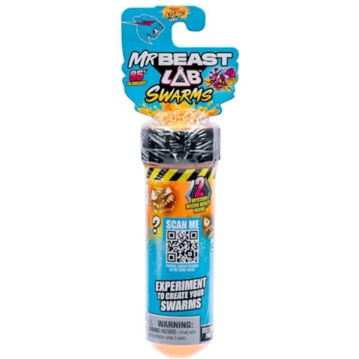 Moose Toys Mr. Beast Lab Swarms Atomic Serie 2, 2er-Pack Mini Figuren, 3 cm mit Reagenzglas und Deckel