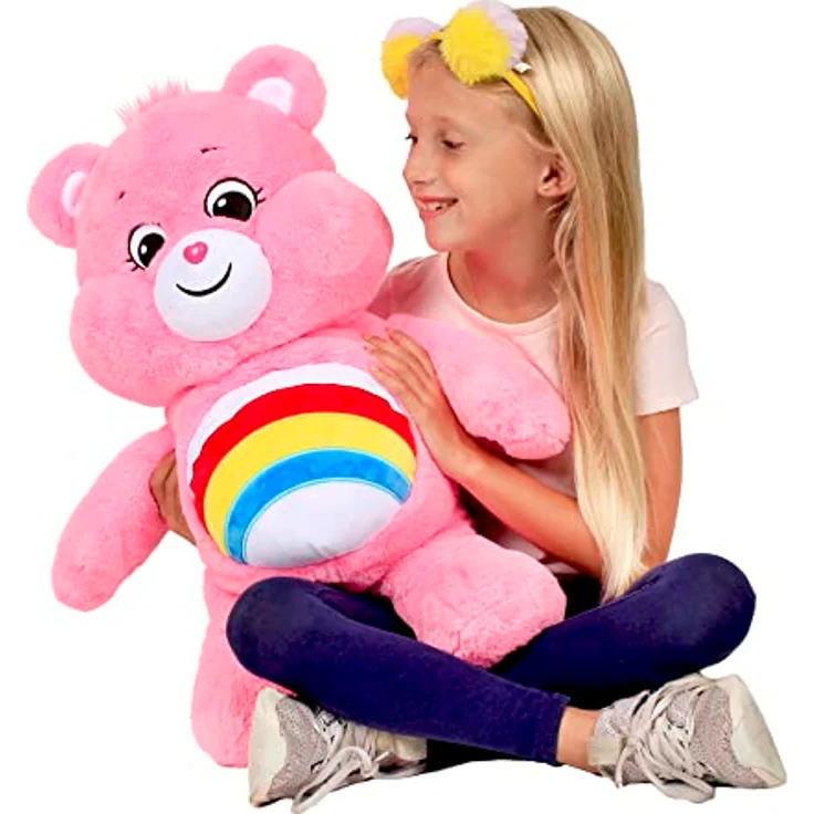 Troetelbeertjes Care Bears 60 cm Jumbo Plüschbär Cheer Bear, kuscheliges Spielzeug mit buntem Regenbogen auf dem Bauch – Bild 7