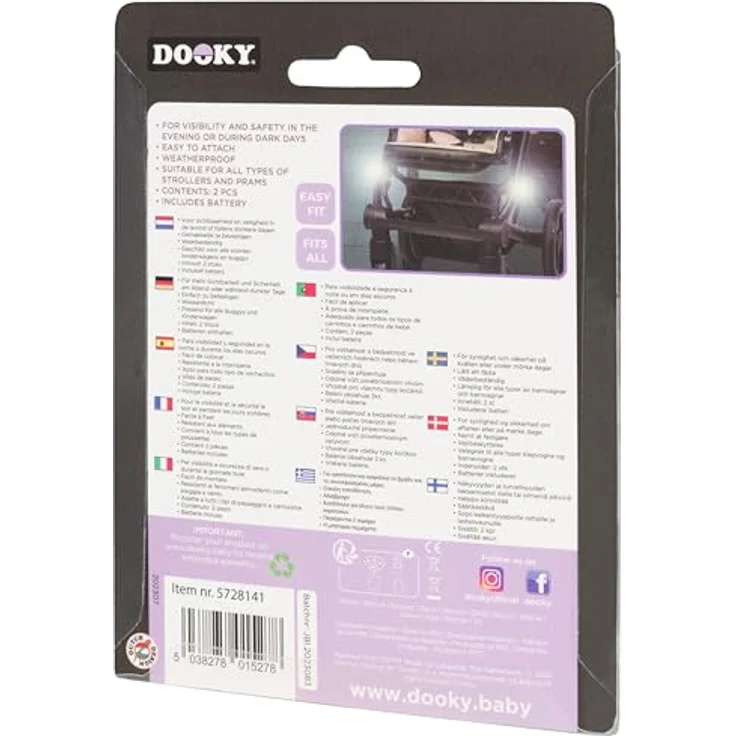 Dooky Stroller Safety Lights, Set von 2, wetterfest und einfach anzubringen für erhöhte Sichtbarkeit – Bild 4