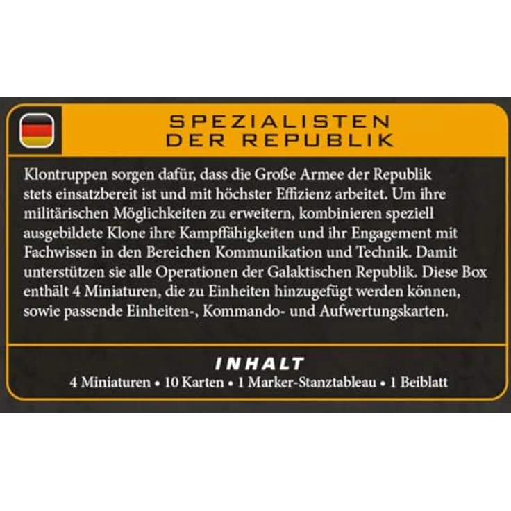Chaosium Inc. Star Wars Legion Republic Specialists, Miniaturen Spiel Erweiterung mit 4 detaillierten Miniaturen und Strategiekarten, EN Version – Bild 5