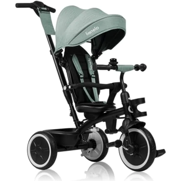 Lionelo Berry Multifunktionales Dreirad und Kinderwagen, 360° Drehsitz, Große PU-Räder, bis zu 25 kg, Blau