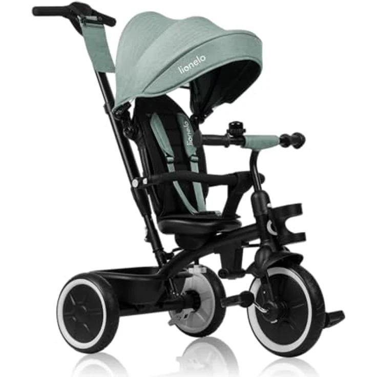 Lionelo Berry Multifunktionales Dreirad und Kinderwagen, 360° Drehsitz, Große PU-Räder, bis zu 25 kg, Blau – Bild 1
