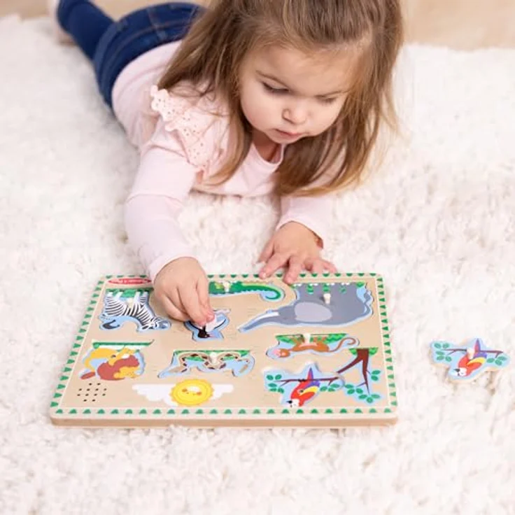Melissa & Doug Zoo Animals Sound Puzzle, interaktives Puzzle mit 8 Tiergeräuschen und lichtaktivierten Sensoren – Bild 2