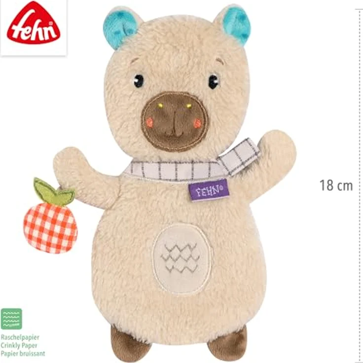 Fehn Knister-Capybara Clara, Kuscheltier mit Raschelgeräuschen zur Motorik- und Wahrnehmungsförderung – Bild 4