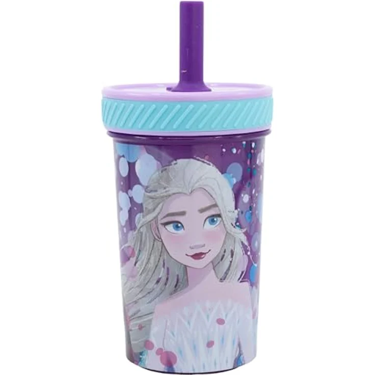Stor PP-Trinkbecher mit Silikon-Trinkhalm, 370 ml, BPA-frei, Frozen Violet – Bild 2