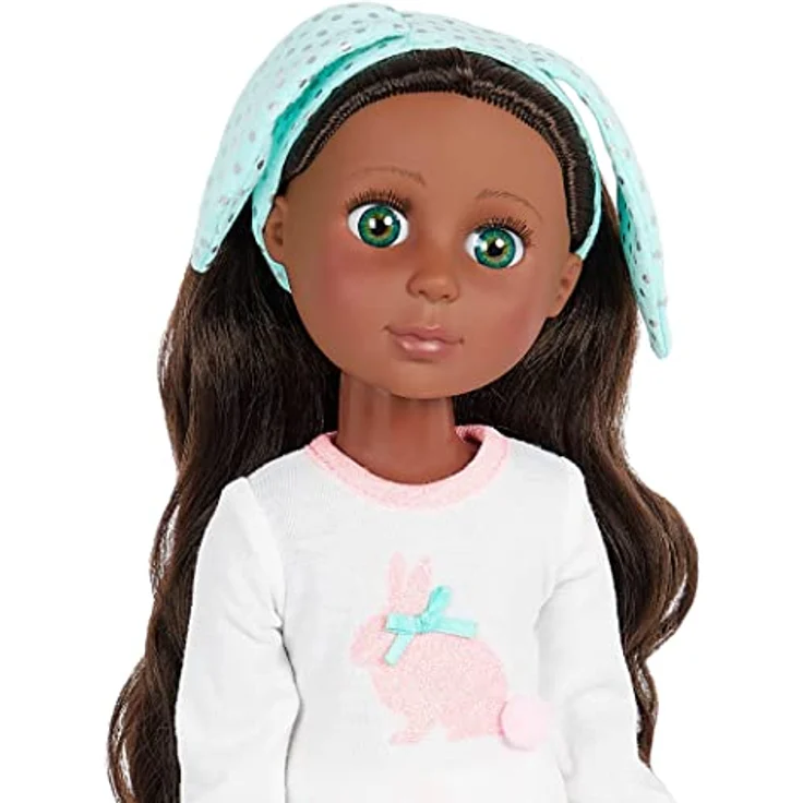 Glitter Girls Puppe Eniko – Bewegliche 36 cm Puppe mit Schlafanzug Puppenkleidung, Zubehör und braunen Langen Haaren zum Frisieren – Spielzeug ab 3 Jahren (6 Teile) – Bild 3