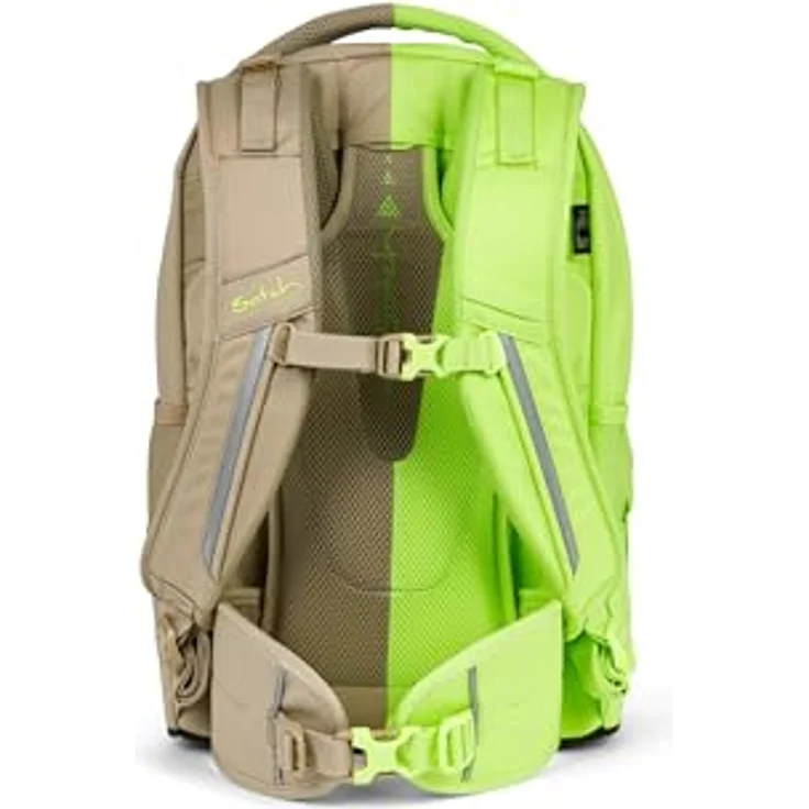 Satch Schulrucksack Pack - Schulrucksack "Think Twice Edition" 45 cm (1-tlg) - Ergonomisch, reflektierend, geräumig - Beige/Cyber Lime – Bild 6