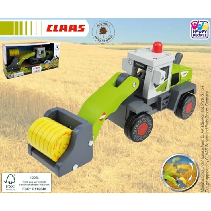 Happy People CLAAS Holz-Radlader Kids Torion 2014, Spielzeugfahrzeug für kreative Hofarbeiten