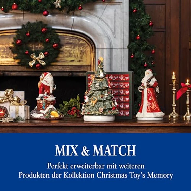 Villeroy & Boch - Christmas Toy'S Memory Adventskalender Set 26 Teilig Mit 24 Porzellanfiguren Inklusive Weihnachtsbaum Zum Aufhängen, 24 Türchen, Weihnachten, Weihnachtsdeko, Porzellan, Grün-Holzrahmen – Bild 5