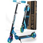 Apollo Skyracer City Roller mit LED Leuchträdern | Roller Kinder 6 Jahre | City Scooter mit Federung | Tretroller für Kinder und Teens | klappbar und höhenverstellbar, blau