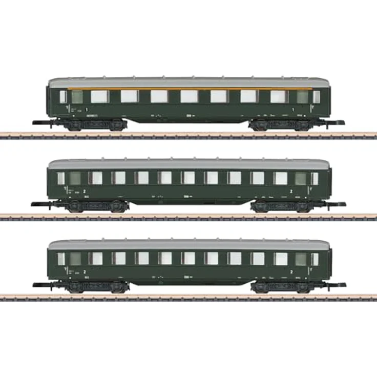 Märklin 87107 Z 3er-Set Schürzenwagen der ÖBB, detailgetreue Modelle in dunkelgrün mit Kurzkupplungshaken, Spur Z – Bild 2
