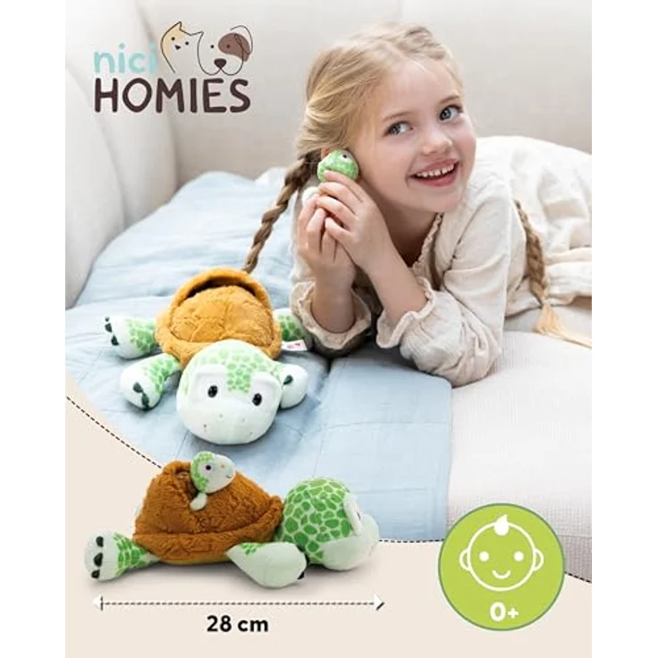 NICI Kuscheltier Schildkröte mit Baby 28cm, grünes Stofftier aus weichem Plüsch, niedliches Plüschtier zum Kuscheln und Spielen, perfekte Geschenkidee für Kinder & Erwachsene | 63070 – Bild 3